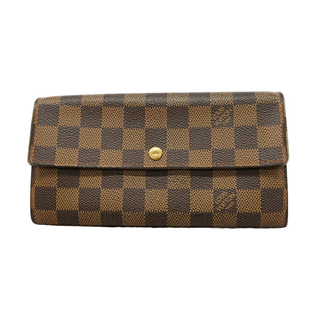 Louis Vuitton Damier Pochette Portemonnaie Credit Long Wallet N61726 Ebene Wo...